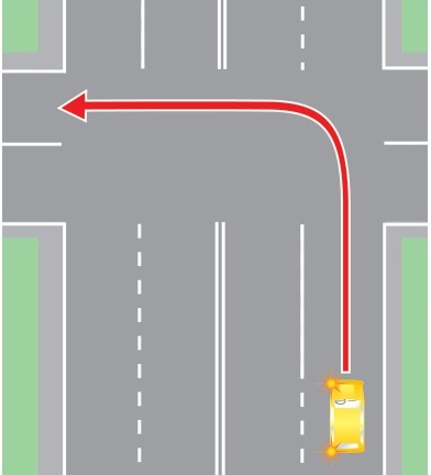 Невыполнение требования ПДД перед поворотом налево заблаговременно занять крайнюю левую полосу.
